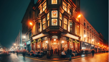 Traditional Irish bar in Belfast at Night